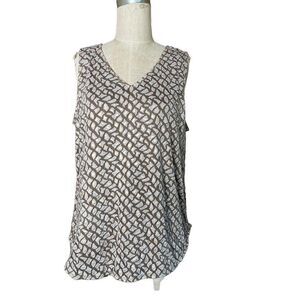 Traveller's Collection by Chico's Organic Earthy Pattern Tank Top with Gold Deta